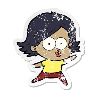 surat asmayı bir çizgi film kızın sıkıntılı etiket