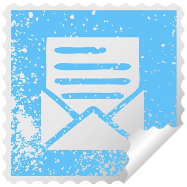 sıkıntılı kare etiketi simgesi mektup ve zarf peeling