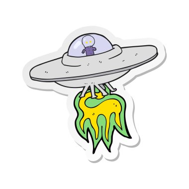 etiket bir çizgi film uzaylı uçan daire