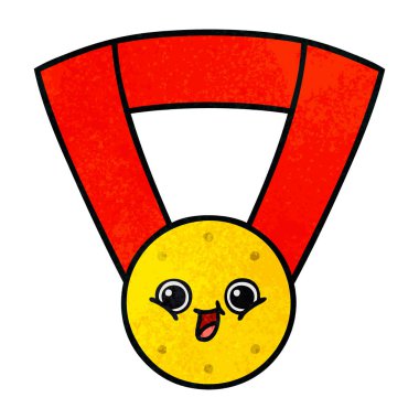 Retro grunge doku karikatür altın madalya