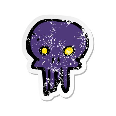 bir çizgi film ürkütücü kafatası sembol Retro sıkıntılı etiket