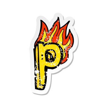 bir çizgi film yanan mektup Retro sıkıntılı etiket