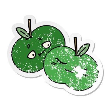 sevimli çizgi elma sıkıntılı etiket