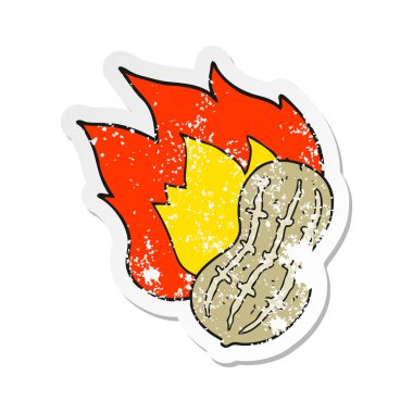 fıstık yemek bir karikatür Retro sıkıntılı etiket