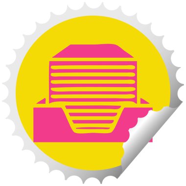 dairesel peeling etiket karikatür ofis kağıt yığını