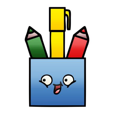 bir kalem tencere degrade gölgeli çizgi film