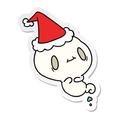Noel etiket karikatür kawaii hayalet el çekilmiş