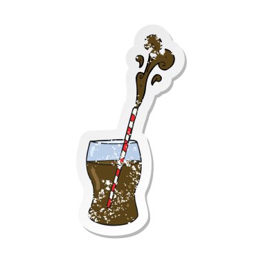 bir çizgi film gazlı içecek Retro sıkıntılı etiket