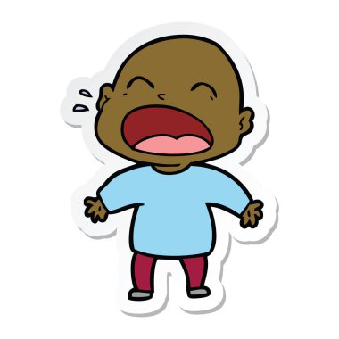 kel adam bağıran bir çizgi film etiketi