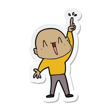 Harika bir fikir mutlu karikatür kel adamla etiket