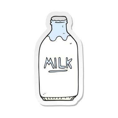 bir çizgi film süt şişe etiket