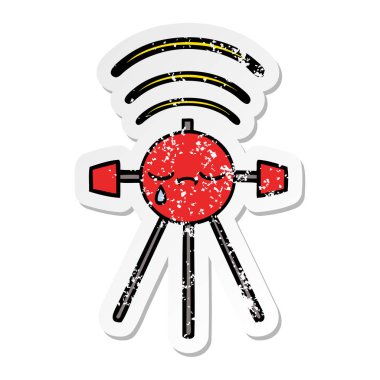 sevimli çizgi uydu sıkıntılı etiket