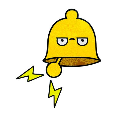 Retro grunge doku karikatür bir zil çan