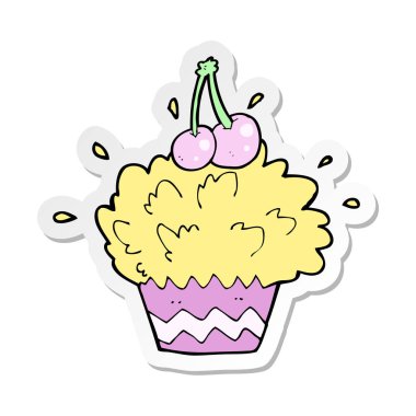 etiket cupcake patlayan bir karikatür