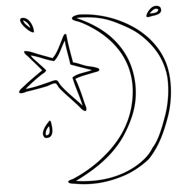 el çizim için çizilmiş doodle ay ve yıldız