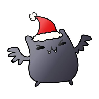 Noel degrade çizgi film kawaii yarasa el çekilmiş