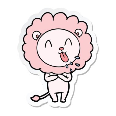 etiket mutlu karikatür aslan