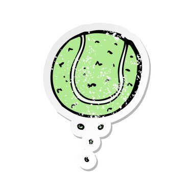 Retro sıkıntılı etiket bir karikatür tenis topu