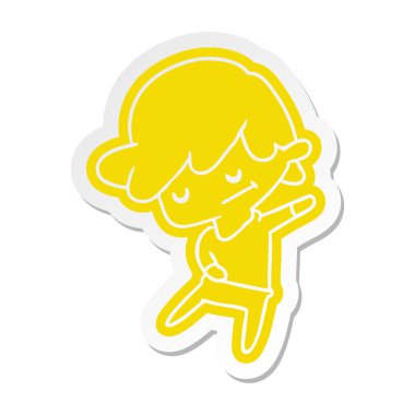 kawaii hoş çocuk çizgi film etiketi