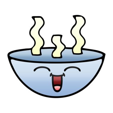bir kase sıcak çorba degrade gölgeli karikatür