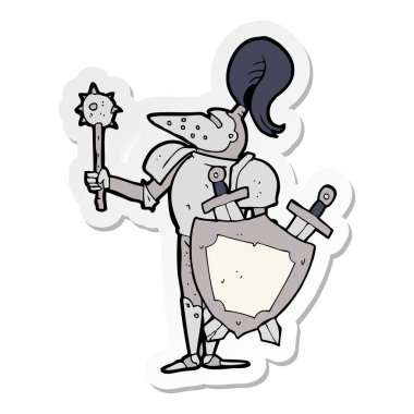 etiket bir karikatür Ortaçağ Knight ile kalkan