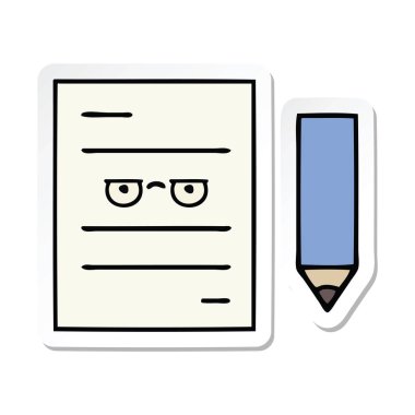 sevimli çizgi test kağıt etiket