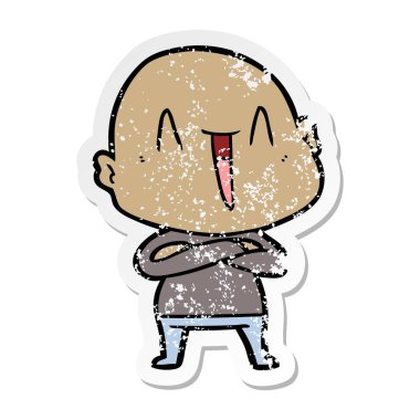 bir mutlu karikatür kel adamın sıkıntılı etiket