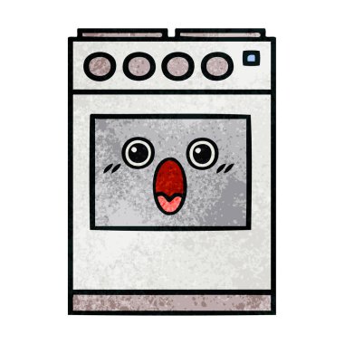 Retro grunge doku karikatür bir mutfak fırın