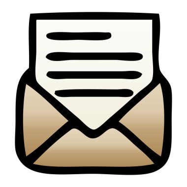 Degrade çizgi film mektup ve zarf gölgeli