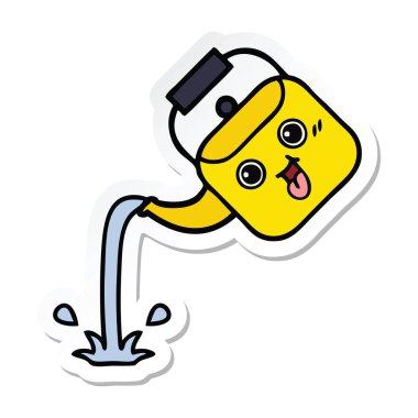 su ısıtıcısı dökülen bir sevimli çizgi etiket