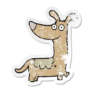 sıkıntılı etiket bir karikatür köpek