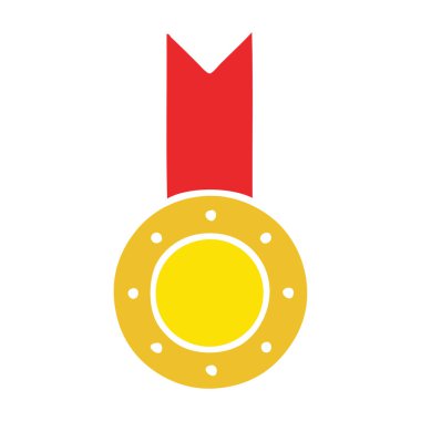 düz renk retro karikatür altın madalya