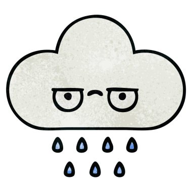 Retro grunge doku karikatür bir yağmur bulutu