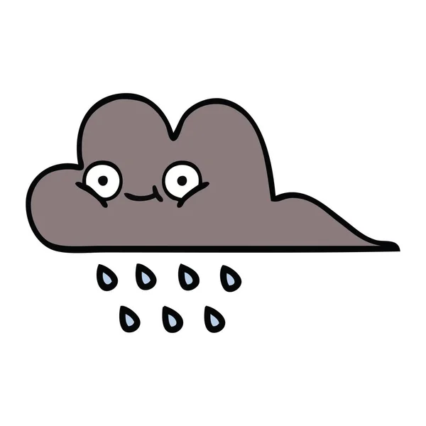 Lindo dibujos animados tormenta lluvia nube — Vector de stock