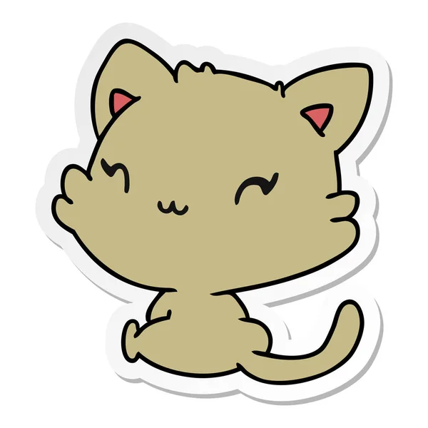 Sticker Cartoon Afbeelding Van Schattige Kawaii Kitten — Stockvector