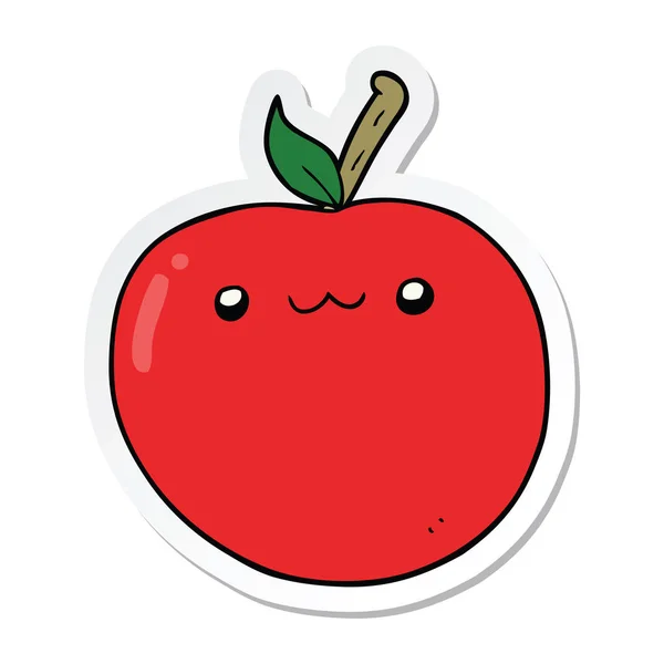 Klistermärke av en tecknad söt äpple — Stock vektor