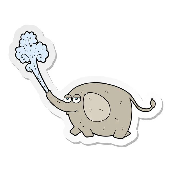 Sticker Cartoon Elephant Squirting Water — Stock Vector