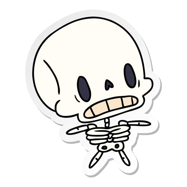 Sticker cartoon kawaii cute dead skeleton — Stock Vector