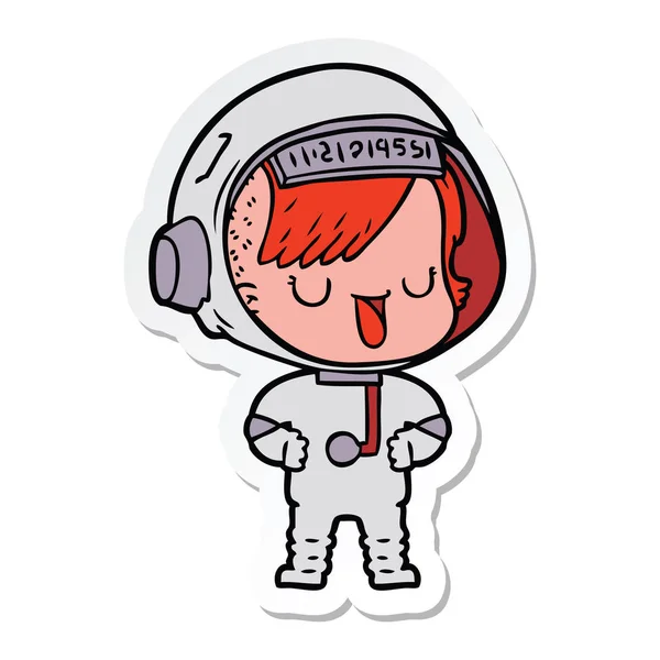 Pegatina de una mujer astronauta de dibujos animados — Vector de stock