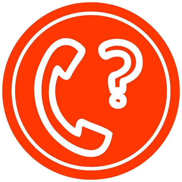 Telefoon Handset Met Vraagteken Circulaire Pictogram Symbool — Stockvector
