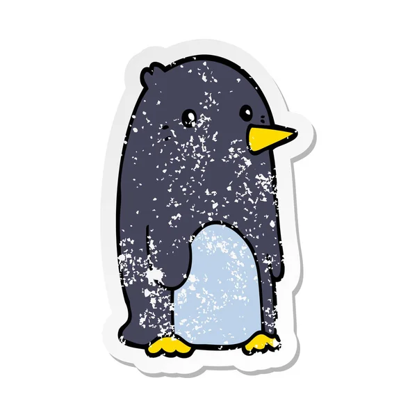 Szomorú Matrica Rajzfilm Pingvin — Stock Vector