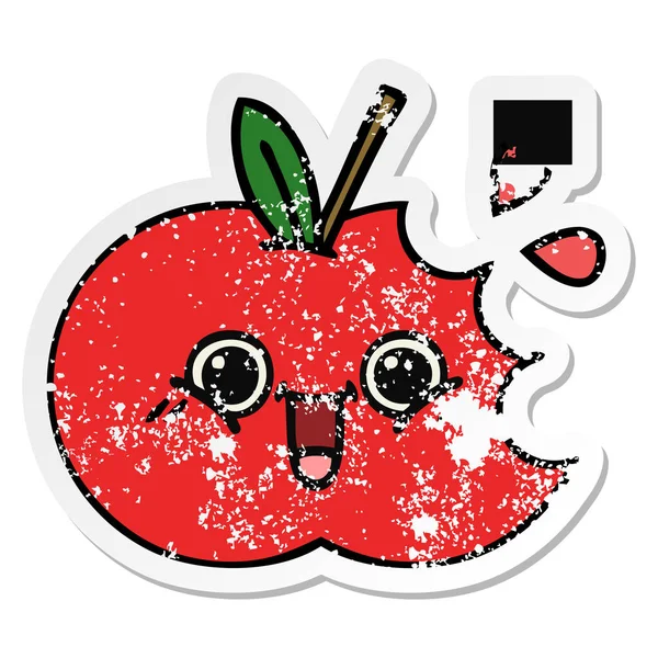 Sevimli çizgi Kırmızı elma sıkıntılı etiket — Stok Vektör