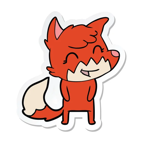 Sticker Van Een Happy Cartoon Fox — Stockvector