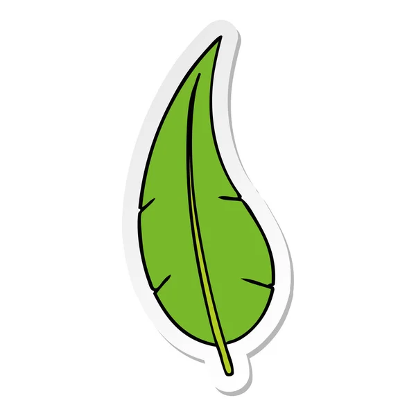 Hand Getekende Sticker Cartoon Doodle Van Een Groene Lang Blad — Stockvector