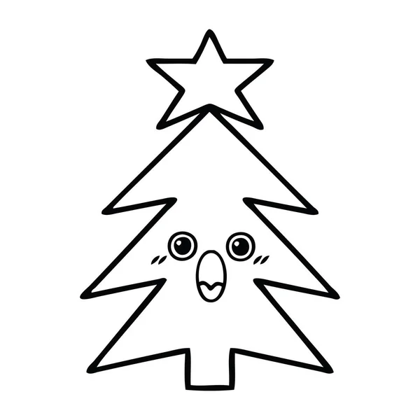 画圣诞树的线画动画片 — 图库矢量图片
