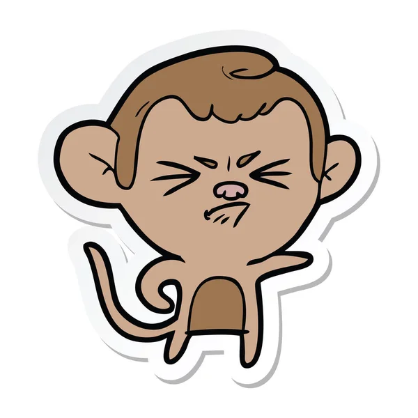Adesivo Una Scimmia Infastidito Cartone Animato — Vettoriale Stock