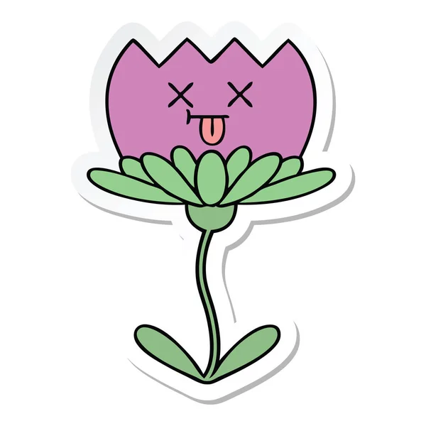 Sticker van een leuke cartoon bloem — Stockvector