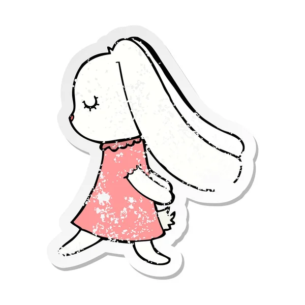 Adesivo Angosciato Simpatico Coniglio Cartone Animato — Vettoriale Stock