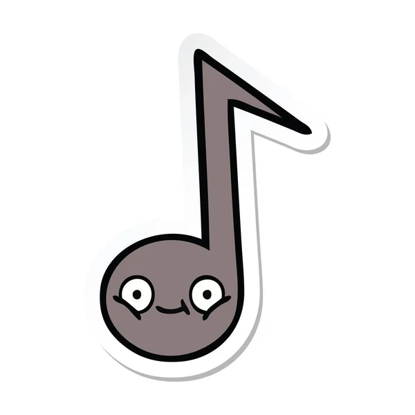 Pegatina Una Nota Musical Dibujos Animados Lindo — Vector de stock