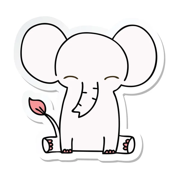 Sticker Van Een Eigenzinnige Hand Getrokken Cartoon Olifant — Stockvector